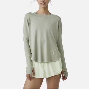 Free People Movement Olive Back Cutout Simply Layer Shirt Top Size Lg